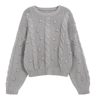 HSTYLE 韩都衣舍 女士圆领毛衣 JM10597 灰色 L