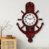 中式船舵挂钟客厅家用时尚创意时钟表欧式舵手挂表地中海壁挂装饰 光阴的故事 2819-红木色