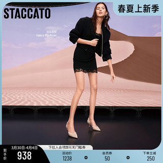 STACCATO 思加图 2023春季新款蕾丝鞋仙女鞋婚鞋女法式细高跟鞋单鞋ED334AK3