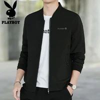 PLAYBOY 花花公子 夹克男士外套男装春季上衣服休闲潮流修身棒球服 黑色 XL