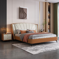 YOOMOO 优木良匠 皮床现代简约主卧室1.8米双人大床1.5米科技布高端布艺床