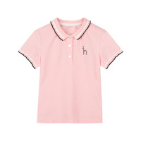 HAZZYS 哈吉斯 女童短袖POLO衫 HZOXGD52CP545 粉艾尔 110码