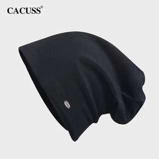 CACUSS 帽子男士春秋薄款包头帽套头帽夏季空调帽月子帽BT220002黑色大号