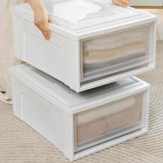 IRIS 爱丽思 收纳箱可叠加塑料抽屉式收纳箱储物箱内衣收纳盒 30L 白色BC-200D