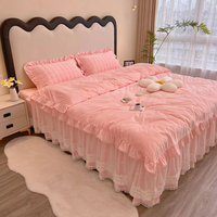 抖音超值购：浅夏 『主播力荐！』超仙气加厚保暖高克重超细腻婴儿绒床裙夹棉四件套