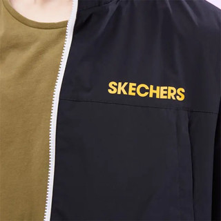 斯凯奇（Skechers）男子休闲印花拉链开衫运动训练夹克梭织外套L321M073碳黑色0018L