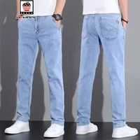 AEMAPE男士牛仔裤春季新款直筒宽松弹力新款浅色休闲长裤子潮 蓝色 30