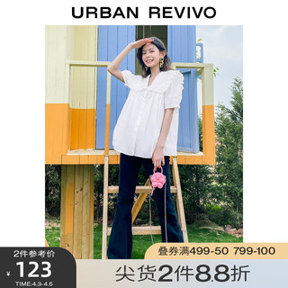 URBAN REVIVO 女士短袖衬衫 WU19S2BS2000 本白 M