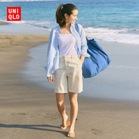 UNIQLO 优衣库 女装 法国麻条纹衬衫(衬衣23春夏长袖上衣薄外套) 458283