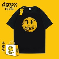 mzwz 2023新款drew联名笑脸短袖t恤官方旗舰店情侣男女白