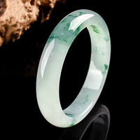 墨韵 翡翠玉手镯 冰糯种飘花缅甸玉镯子正圈处理平安镯送老婆妈妈礼物 内径58-59mm(附鉴定证书)