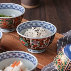 TOKI MINOYAKI 美浓烧 日本有田窑手工复古日式宫廷风彩瓷饭碗家用餐具陶瓷4.5英寸饭碗