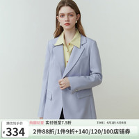 范思蓝恩23FS11220 韩版垫肩西装外套女2023春季新款复古休闲西服 淡雾紫 XL