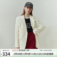 范思蓝恩23FS11220 韩版垫肩西装外套女2023春季新款复古休闲西服 奶白色 S