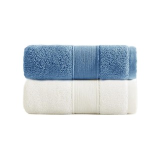 移动端：SANLI 三利 毛巾 2条装 幽蓝+米白