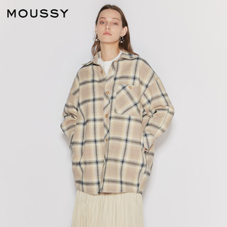 MOUSSY  春季新款中长款休闲宽松格纹撞色衬衫女010FSB30-2150