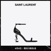 YVES SAINT LAURENT YSL/圣罗兰 女士OPYUM黑色漆皮高跟鞋凉鞋