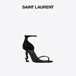 YVES SAINT LAURENT YSL/圣罗兰 女士OPYUM黑色漆皮高跟鞋凉鞋