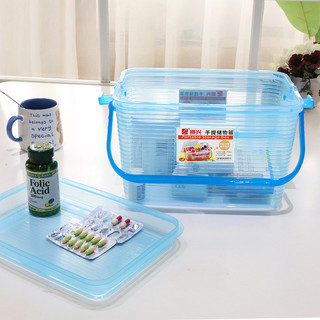 振兴塑料透明手提式整理家用桌面玩具储物盒收纳药物11L整理箱17L