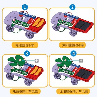 电学小子 电子积木水能动力STEM儿童实验科学智力戏水玩具4-6岁以上礼物 太阳能车