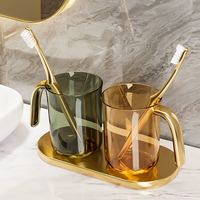 李厚记 李厚記 轻奢洗漱杯男女情侣漱口杯家庭套装创意刷牙杯子浴室洗漱用品 2杯装（绿+黄）