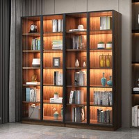 慕胜 轻奢书柜玻璃门展示柜客厅实木储物柜自由组合落地手办柜书橱