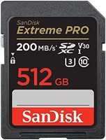 SanDisk 闪迪 Extreme PRO SDXC UHS-I 存储卡 512 GB（V30，传输速度 200 MB/s）