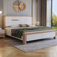 几度 白色床实木简约现代双人1.8米大床主卧室婚床抽屉高箱储物床1.5m