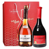 J.P.CHENET 香奈 半甜红葡萄酒+白兰地xo 2瓶礼盒装  法国进口