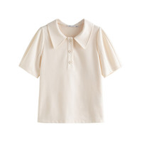 FANSILANEN 范思蓝恩 女士短袖POLO领针织衫 22FS2703 米色 XL