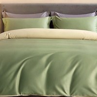 CHAOGEER 朝戈尔 巢歌100S新疆长绒棉四件套纯棉床上用品双人被套 抹茶绿 床单