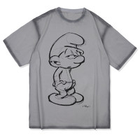 SuaMoment 蓝精灵联名系列 男女款圆领短袖T恤 021X140 灰色 S