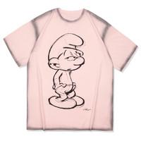 SuaMoment 蓝精灵联名系列 男女款圆领短袖T恤 021X140 粉色 M