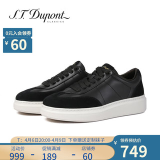 S.T.Dupont都彭男士真皮透气德训鞋运动板鞋男士休闲鞋夏季L32165102 黑色  欧码偏大一码.建议选购小一码