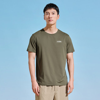 探路者 2023新品 山系风格印花 男款短袖T恤 XXL 军绿
