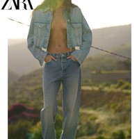 ZARA 新款 女装 TRF 破洞装饰宽松中腰牛仔裤 4365015 406