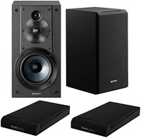 SONY 索尼 SSCS5 3 路 3 驱动书架扬声器系统(黑色)带隔离垫(2 件)