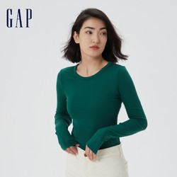 Gap 盖璞 女装春季款莫代尔棉正肩长袖T恤241908 纯色上衣
