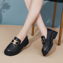 satchi 沙驰 羊皮一脚蹬英伦风jk小皮鞋增高乐福鞋日常女鞋