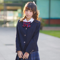 Kyouko 梗豆 物语 绀色无领 JK制服西装