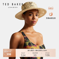 TED BAKER 春夏女士度假风编织花朵遮阳透气帽子 261388
