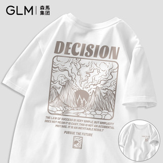 GLM 森马集团品牌美式休闲大码短袖男设计感纯棉t恤男士宽松半袖上衣