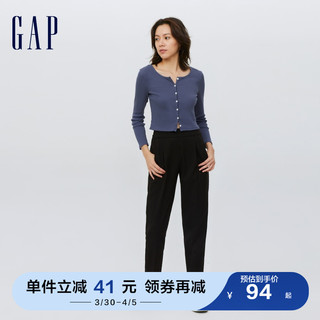 Gap女装春季款通勤修身直筒西装裤737172 女士气质休闲时尚长裤 170/92A(XL) 黑色