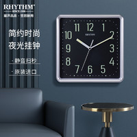 RHYTHM 丽声 挂钟 时尚简约静音钟表创意个性夜光挂表卧室客厅装饰石英钟表挂墙银色CMG598NR19