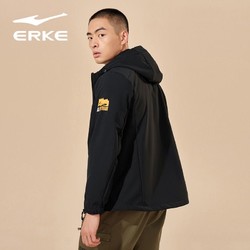 ERKE 鸿星尔克 风衣2023春季新款男士运动户外防风外套茄克加厚连帽上衣