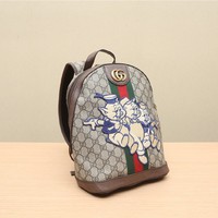 GUCCI 古驰 中古95新女双肩包Ophidia GG  小猪图案刺绣