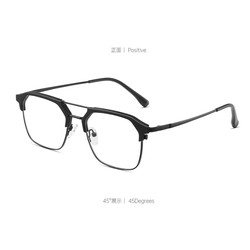 目匠 双梁黑武士眼镜框+1.61超薄防蓝光镜片