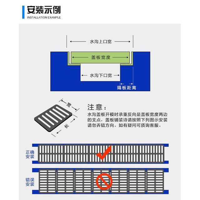 龙代 longdai 高分子复合排水沟盖板厨房地沟盖下水道格栅方形塑料井盖雨水篦子 50*20*2cm