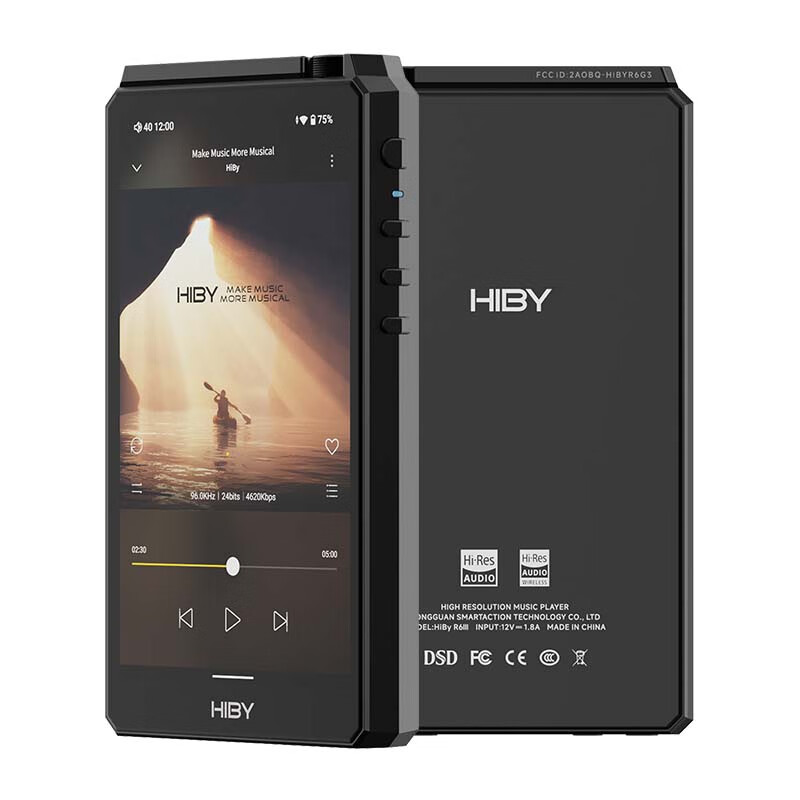 海贝音乐 HiBy R6 III三代高解析度无损音乐HiFi播放器MP3安卓12蓝牙WiFi随身听国砖海贝 黑色