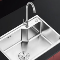 箭牌 ARROW AE555802G-1+AE4548 不锈钢厨房水槽+冷热龙头 580*430*210mm